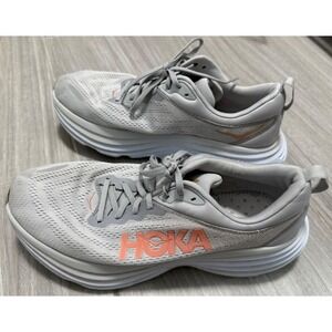 Hoka One One Bondi 8 Women's Running Shoes Light Grey Size 11B